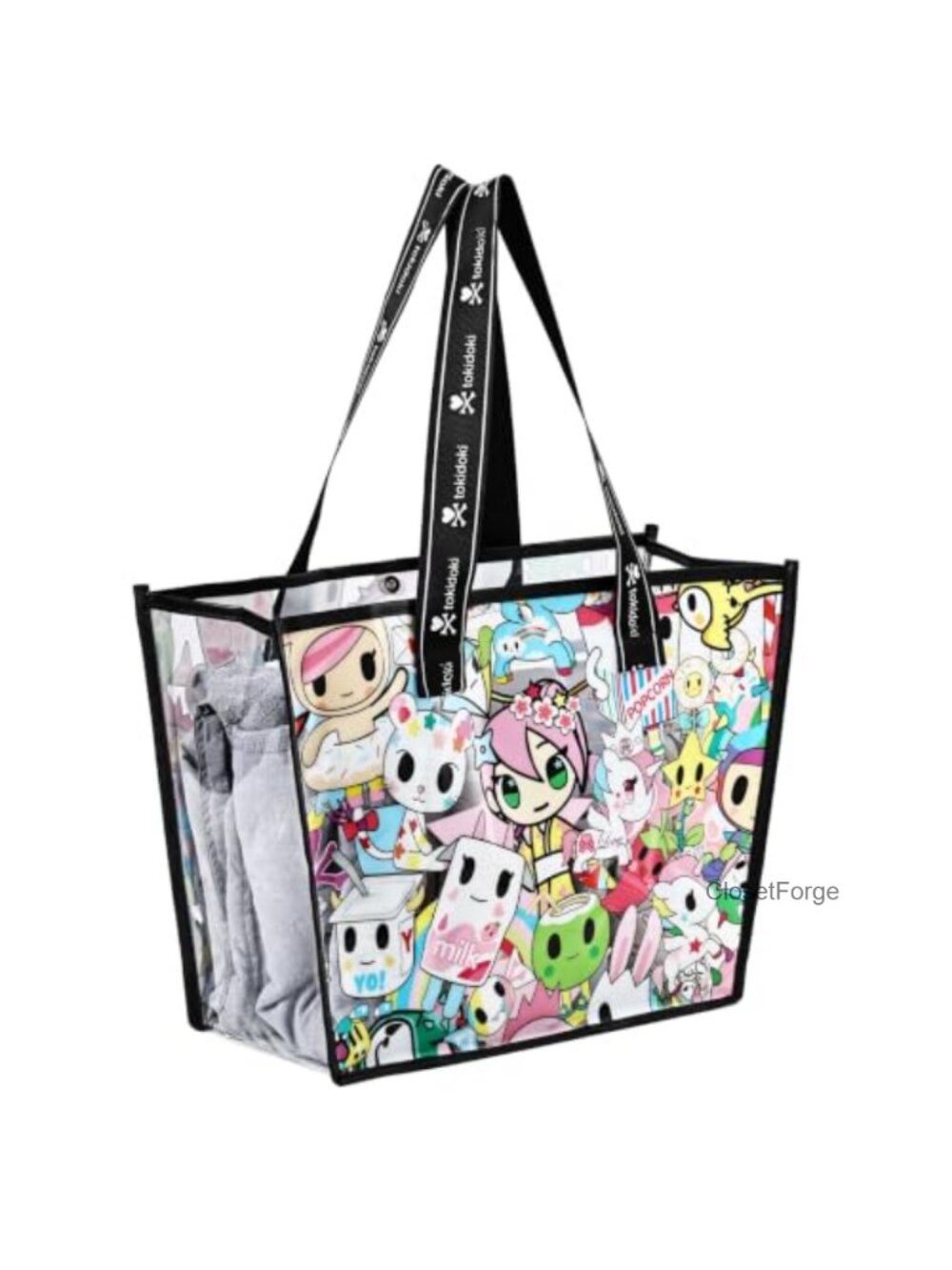 Clear PVC Tote Bag with Unicorno Print, Waterproof Transparent Handbag Shoulder